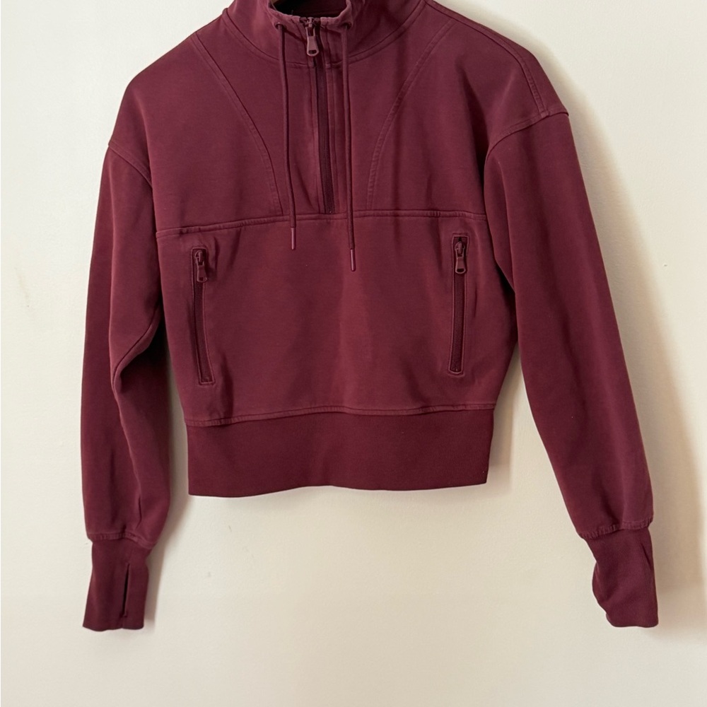 Old Navy Maroon Quarter-Zip Sweatshirt